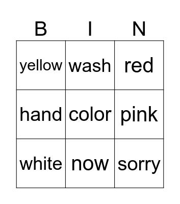 Color Bingo Card