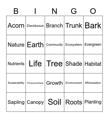 Arbor Day 2025 Bingo Card