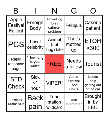 Sunday Funday ED Bingo Card