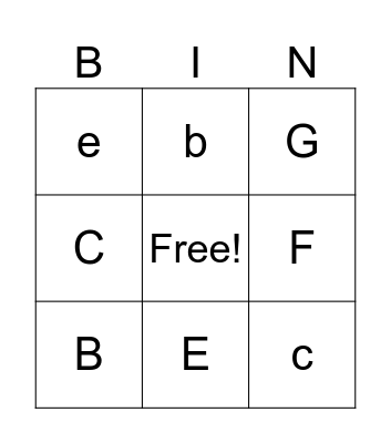 Bingo A-G Bingo Card