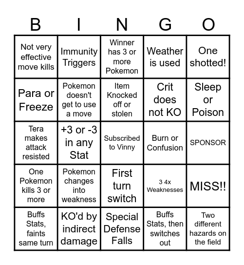 Then we fight bingo Vinny Bingo Card