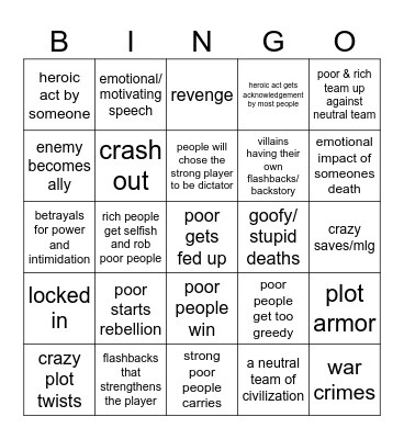 ish poor & rich civilization Bingo Card