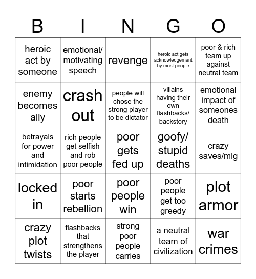 ish poor & rich civilization Bingo Card
