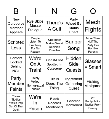 Trails of Bingo Card