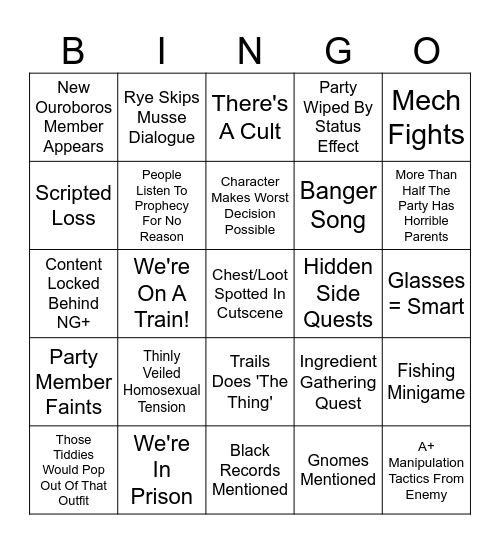 Trails of Bingo Card