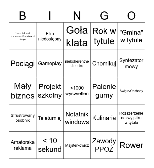JCX BINGO Card