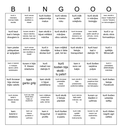 Atrodi kādu,... Bingo Card