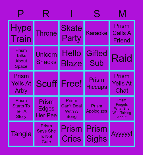 Prism Graduation Bingo Card