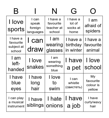 getting to know you bingo A2 Bingo Card