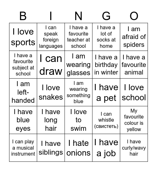 getting to know you bingo A2 Bingo Card