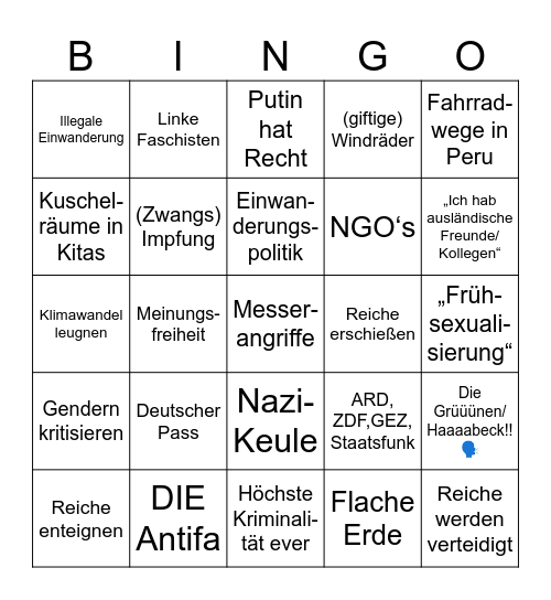 AfD Wähler by Andi & Anni Bingo Card