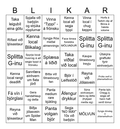 Strasbourg Blika Bingo Card