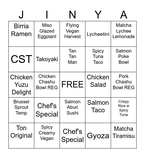 BINGO Card