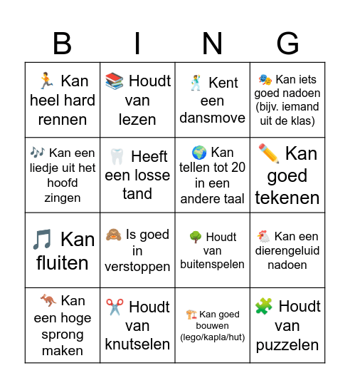 Kennismakings-Bingo Card