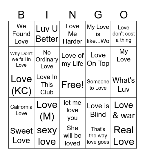 Love Bingo Card