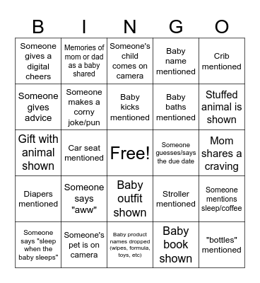 baby shower bingo Card