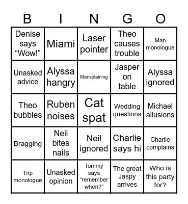 Smith Street Partay Bingo Card