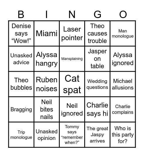 Smith Street Partay Bingo Card
