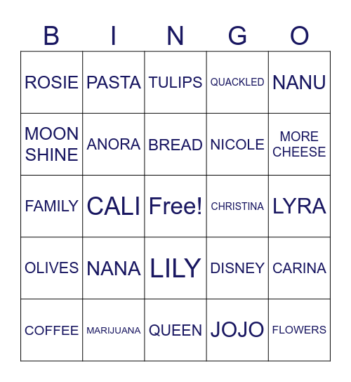 NANAS BIRTHDAY BINGO <3 Bingo Card