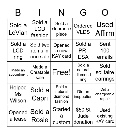 KAY BINGO Card