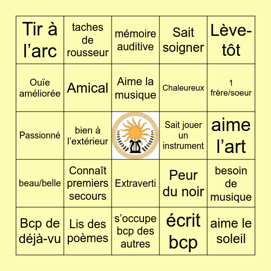 Cabine 7 : Apollon Bingo Card