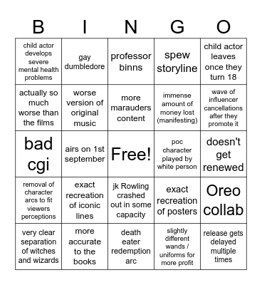 harry potter hbo predictions Bingo Card