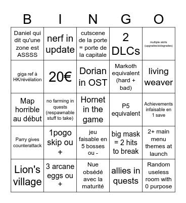SKONG Bingo Card