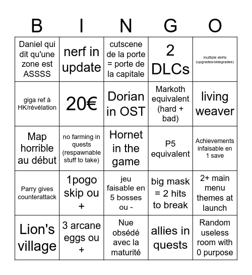 SKONG Bingo Card