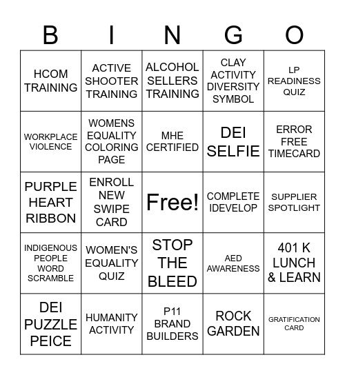 DIVERSITY AWARENESS Bingo Card