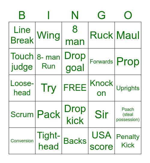 Rugby w/ the GOATS! Bingo Card