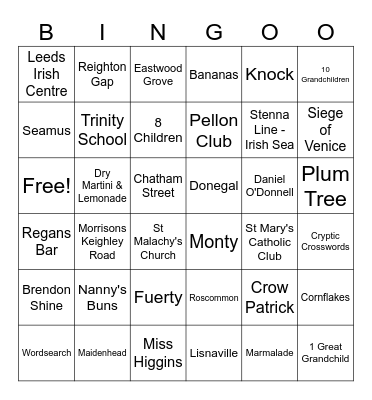 Teresa's 90th Brithday Bingo Card