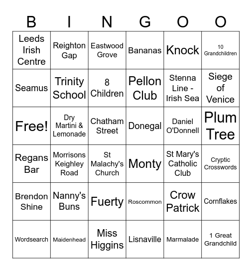 Teresa's 90th Brithday Bingo Card