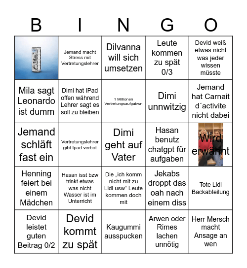 Montag Bingo Card