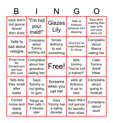 Lina bingo Card