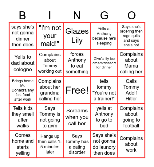 Lina bingo Card