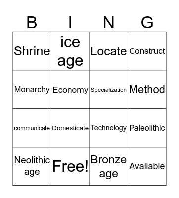 Chtp. 3 lesson 1 and 2 Bingo Card