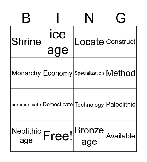 Chtp. 3 lesson 1 and 2 Bingo Card
