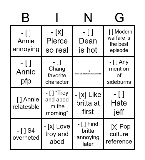 Untitled Bingo Card