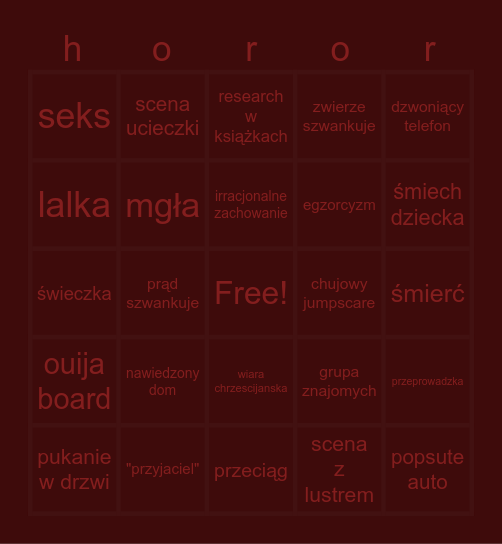 bingo horroruw Bingo Card