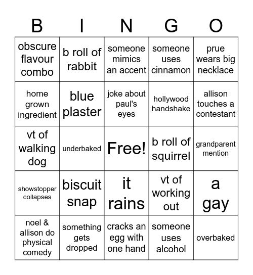 bake off bingo Card