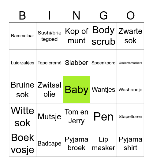 Babyshower Bingo Card