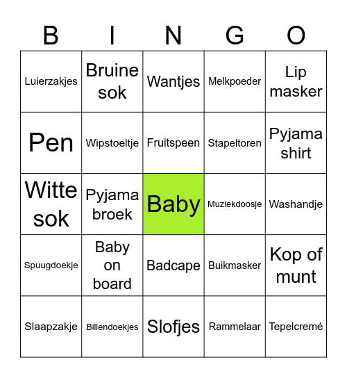 Babyshower Bingo Card