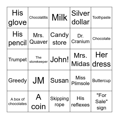 Chocolate touch Bingo Card