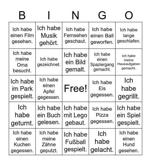 Am Wochenende Bingo Card