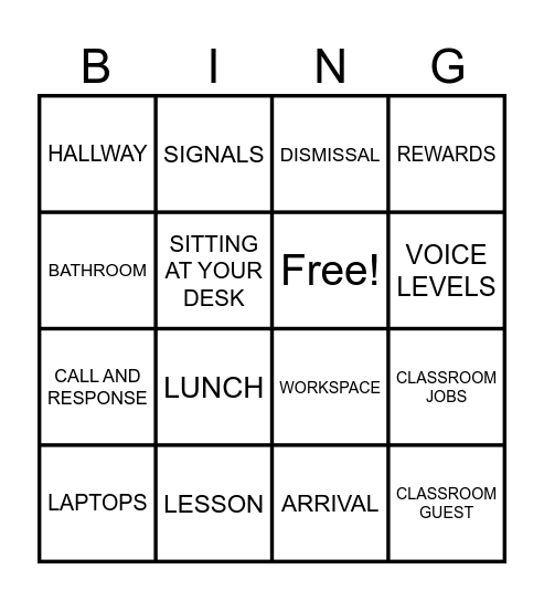 EXPECTATIONS BINGO Card