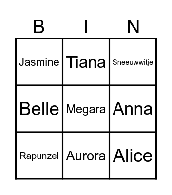 Disney Prinsessen + Onofficiele Bingo Card
