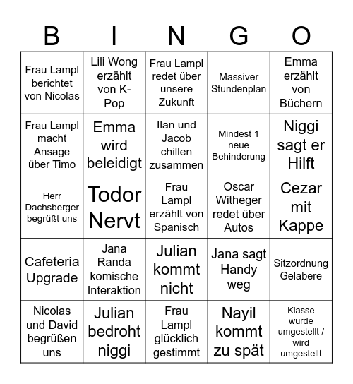 7B Bingo Card
