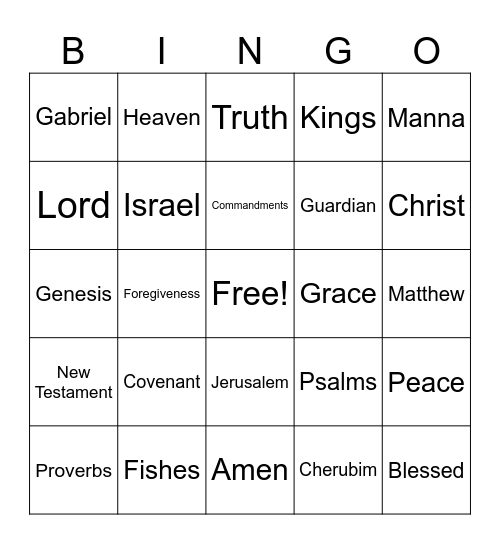 Bible Bingo Card