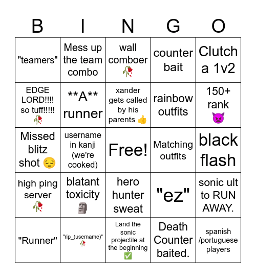 The Storngest Battel Bawls Bingo Card