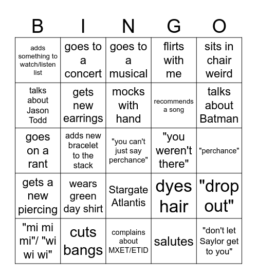 Azhure Bingo Card